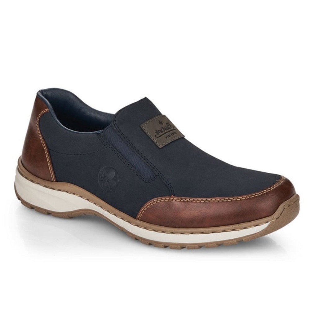 Men's Rieker Blue and Brown Slip on Shoes. Size: 42